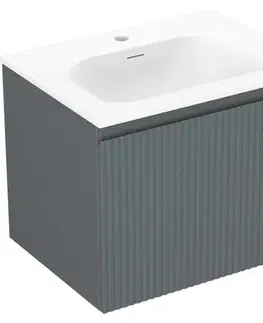 Kúpeľňový nábytok MEXEN/S - Rivel kúpeľňová skrinka 60 cm s umývadlom Vela, 1 šuplík, reliéf, grafit mat/biela mat 91A20-06047-1-BF66-W23M01