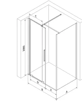 Sprchovacie kúty MEXEN/S - Velár sprchovací kút, posuvné dvere 160 x 100, dekor, zlato 871-160-100-31-50