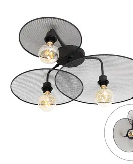 Nástenné osvetlenie Dizajnová nástenná lampa čierna s mriežkou 3-svetlá - Jane