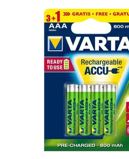 Predlžovacie káble Varta 5670 - 3+1 ks Nabíjacia batéria ACCU AAA Ni-MH/800mAh/1,2V 56703101494