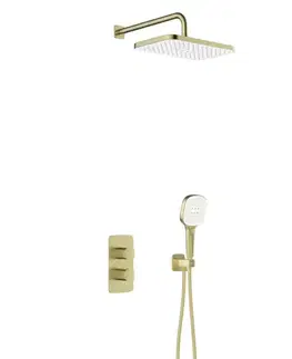 Kúpeľňové batérie KFA KFA - Malaga sprchový set, termostatický, podomietkový, PVD brushed gold 5759-501-31