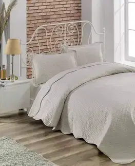 Prehozy Prehoz bavlnený Deluxe Jednofarebný Béžový TiaHome - 140x220cm + 1ks 50x70cm