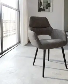 Jedálenské stoličky DELIFE Jedálenská stolička Yago-Flex s opierkami mikrovlákno antracit vintage 4-nohá zúžená čierna vrecková pružina