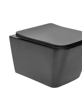 Záchody Wc závesné SAT Infinitio vrátane dosky softclose, čierna mat, zadný odpad SATINF012SREXPBKM SATINF012SREXPBKM