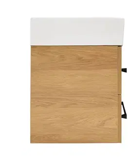 Kúpeľňový nábytok Kúpeľňová skrinka s umývadlom a čiernou úchytkou SAT Cube Way 60x53x46 cm dub Hickory mat CUBE46C602DHSATCW CUBE46C602DHSATCW