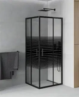 Sprchovacie kúty MEXEN - Rio sprchovací kút štvorec 90 x 90, pruhy, čierna 860-090-090-70-20