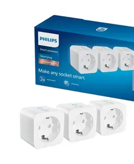 Predlžovacie káble Philips Smart Philips - Sada 3× inteligentných zásuviek SCHUKO 2300 W Wi‑Fi 8721103161246