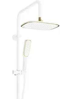 Kúpeľňové batérie MEXEN/S - KT49-VAŇOVÁ SÚPRAVA S TERMOSTATICKOU BATÉRIOU-SPRCHA, BIELA/ ZLATO 779004993-25