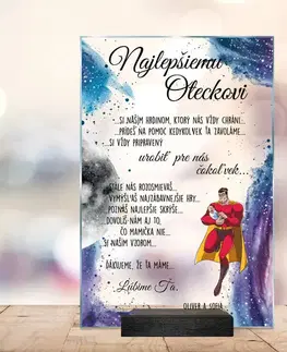 Tabuľky s venovaním (darčeky) Darček pre otca - sklenená plaketa Najlepší ocino na svete