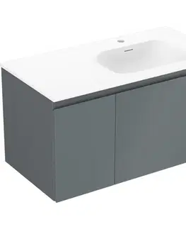 Kúpeľňový nábytok MEXEN/S - Orio kúpeľňová skrinka 90 cm s umývadlom Vela pravá, 1S, 1D, grafit mat/biela mat 91A13-09047-3-BBFF66-W23P01