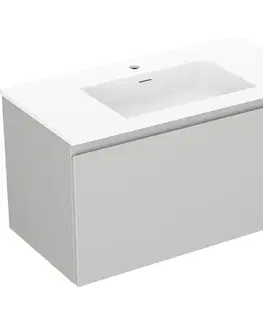 Kúpeľňový nábytok MEXEN/S - Orio kúpeľňová skrinka 90 cm s umývadlom Otis, 1 šuplík, šedá mat/biela mat 91A10-09047-1-BF62-W18M01