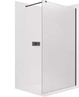 Sprchovacie kúty CERANO - Sprchová zástěna Walk-in Onyx Cube L/P - 8 mm - hranatá vzpěra - černá matná, mléčné sklo - 30x200  CER-8050BD71922