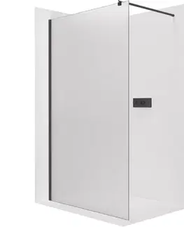 Sprchové dvere CERANO - Sprchová zástena Walk-in Onyx Round Ľ/P - 8 mm - guľatá vzpera - čierna matná, mliečne sklo - 70x200 CER-8050BD289
