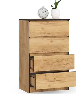 Komody a skrinky Dizajnová vysoká komoda KRISS60, dub Craft