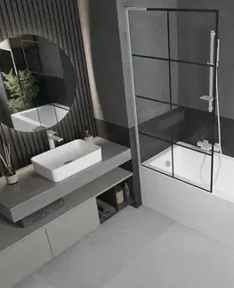 Sprchové dvere MEXEN/S - Next L vaňová zástena FIX 90 x 150, čierna vzor, biela 895-090-000-03-77-20
