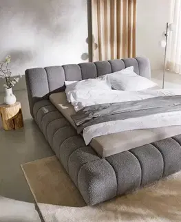 Čalúnené postele DELIFE Čalúnená posteľ Cutio 180x200 cm bouclé strieborno sivá