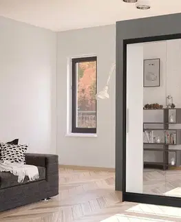 Šatníkové skrine Šatníková skriňa RICA 2 čierna/biela