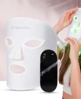 Lampy pre svetelnú terapiu Nabíjacia silikónová ošetrujúca LED maska inSPORTline Santorina, USB