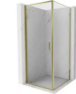 Sprchovacie kúty MEXEN/S - Exo sprchovací kút dvere krídlové 85 x 85, transparent, zlato 817-085-085-50-00