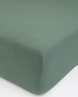 Plachty MKLozkoviny.sk Jersey prostěradlo s elastanem 180 × 200 cm – olivové