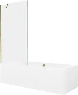 Sprchové dvere MEXEN/S - Cube obdĺžniková vaňa 180 x 80 cm s panelom + vaňová zástena 90, transparent, zlatá 550518080X9509000050