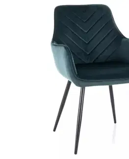 Kuchynské a jedálenské stoličky Signal Jedálenská stolička FIG VELVET | zelená