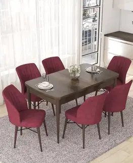 Jedálenské sety Extendable Dining Table & Chairs Set (7 Pieces) Nef - Baroque, Burgundy