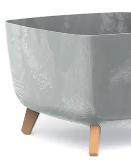 Kvetináče a truhlíky NABBI DGQL400E plastový kvetináč na nožičkách 39 cm sivý betón