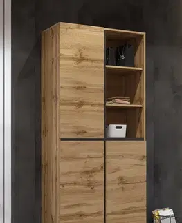 Šatníkové skrine BRENDON skriňa do chodby 3D, dub Wotan / čierna