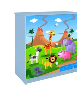 Komody so zásuvkami Detská komoda  Babydreams modrá – Safari