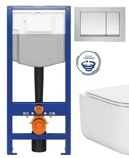 Závesné wc sety CERSANIT/S - CERSANIT predstenový inštalačný systém s tlačidlom chrom K97-509 + WC CERSANIT INTRO PRO OVAL /vírivé splachovanie/ + sedadlo K97-526 509 IR1