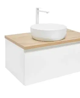 Kúpeľňový nábytok Kúpeľňová skrinka s krycou doskou SAT B-WAY 79x30x45 cm biela lesk BWAY80WDOAKU2B BWAY80WDOAKU2B