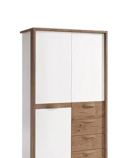 Šatníkové skrine TARANKO Como CM-2D šatníková skriňa biely vysoký lesk / dub Como