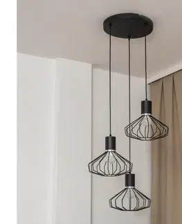 Svietidlá  Luster na lanku SOLANO 3xE27/15W/230V čierna/lesklý chróm W-KD 1335/3 BK+CH
