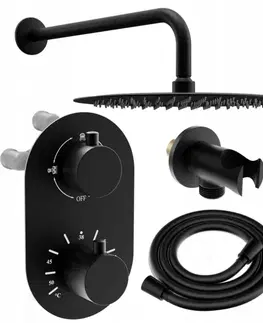 Kúpeľňové batérie MEXEN/S MEXEN/S - Kai DR70 podomietkový sprchový SET + slim sprcha 30, čierny 77602DR7030-70