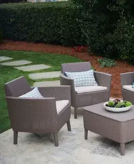 Lavice z umelého ratanu KETER Pohovka SALOMON 3 seater sofa | cappuccino