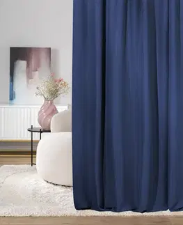 Závesy hotové Záves na riasiacu pásku tmavomodrý zamatova 140 x 280 cm 1 ks.