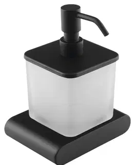 Držadlá k vani SAPHO - FLORI dávkovač mydla 300ml, mliečne sklo, čierna mat RF019/15