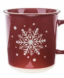 Hrnčeky a šálky Vianočný keramický hrnček Snowflake červená, 710 ml