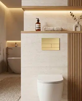 Záchody REA - Podomietkový Inštalačný Set Slim 024N pre WC s Tlačidlom T Brush Gold KPL-E1055