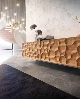 Televízne stolíky DELIFE TV stolík Solu 220 cm akácia prírodná 2 dvierka 4 zásuvky závesný 3D čelo