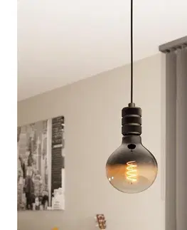 Svietidlá Eglo 43801 - Luster na lanku YORTH 1xE27/40W/230V čierna 43801