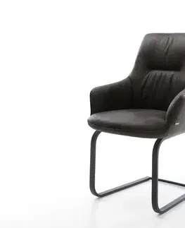 Jedálenské stoličky DELIFE Jedálenská stolička Zelia-Flex s opierkami mikrovlákno antracitová vintage jedálenská stolička plochá čierna vrecková pružina