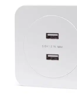Predlžovacie káble  B.V.  – USB napájacia zásuvka s rámčekom, 2× USB‑A, biela B20101TSY