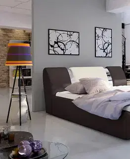 Postele NABBI Folino 180 čalúnená manželská posteľ s roštom tmavohnedá / béžová