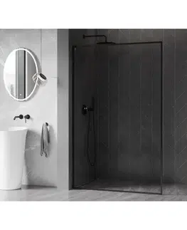 Sprchové dvere MEXEN/S - Kyoto-F L Sprchová zástena WALK-IN s rámom 70 x 202, transparent 8 mm, čierna 800-070-174-70-00