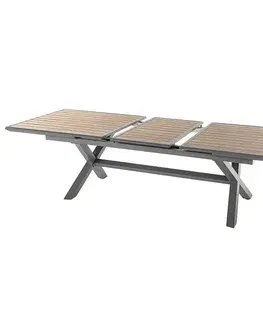 Stolčeky DEOKORK Hliníkový stôl BERGAMO 220/279 cm (šedo-hnedý/medová)