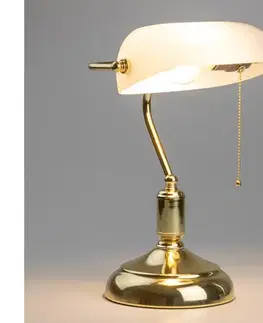 Lampy Brilagi - Stolová lampa BANK OFFICE 1xE27/60W/230V zlatá/biela L352-BI/ZLA
