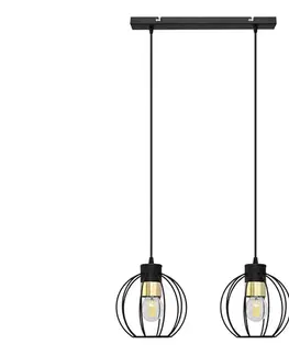 Svietidlá  Luster na lanku STARLIGHT 2xE27/15W/230V čierna/zlatá W-L 1399/2 BK+GO