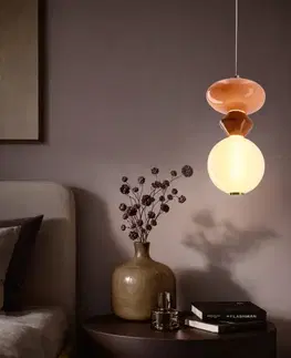 Stropná svetla FLORES lampa wisząca mosiężny+brązowy+pomarańczowy 10W LED 3000K klosz biały